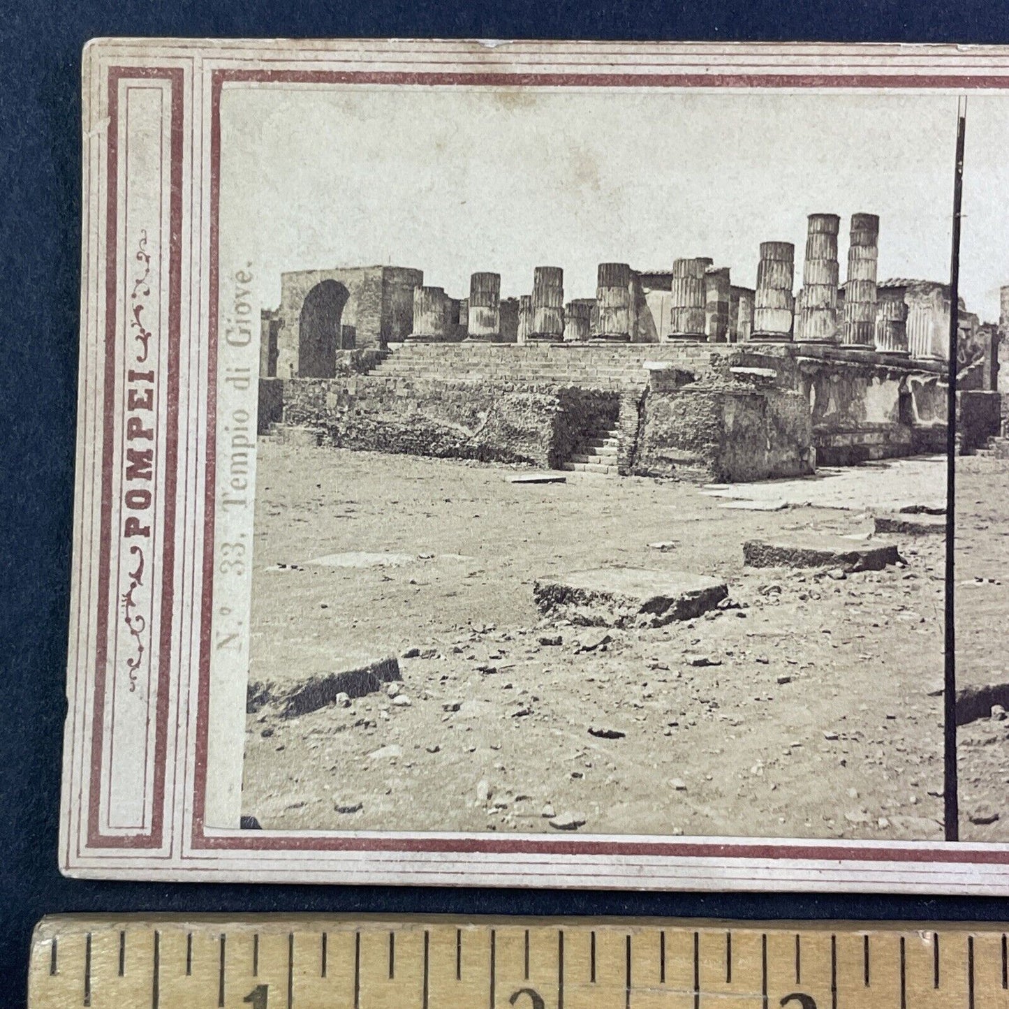 Pompeii Pillars Ruins Italy Stereoview Robert Rive Antique c1865 Y1418