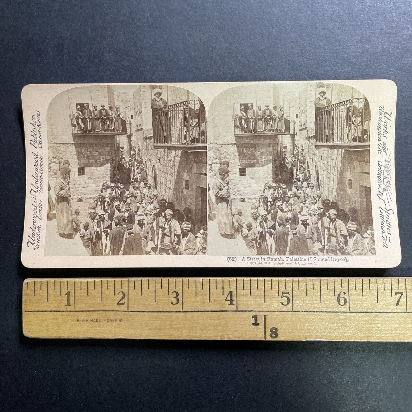 Antique 1900 Merchants In Rameh Palestine Stereoview Photo Card P1387