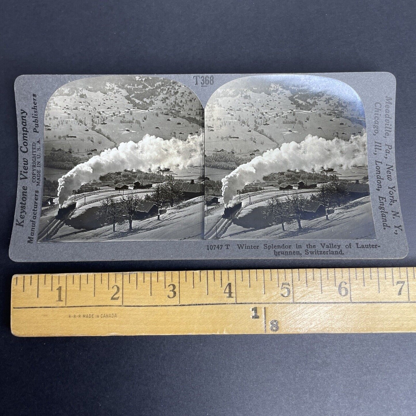 Antique 1905 Steam Train In Lauterbrunnen Switzerland Stereoview Photo Card P904