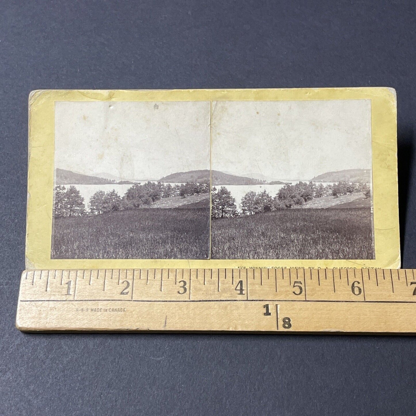 Antique 1870s Alton Bay New Hampshire Stereoview Photo Card V1828