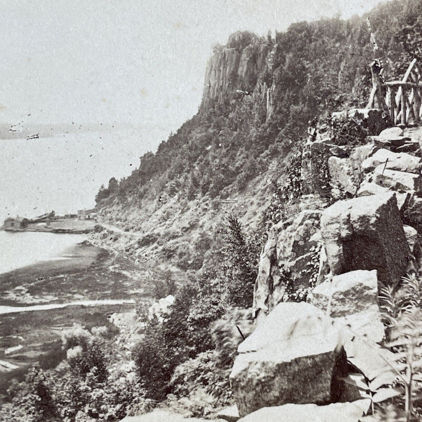 Hudson River Palisades in New York Stereoview Antique c1870s Y1197