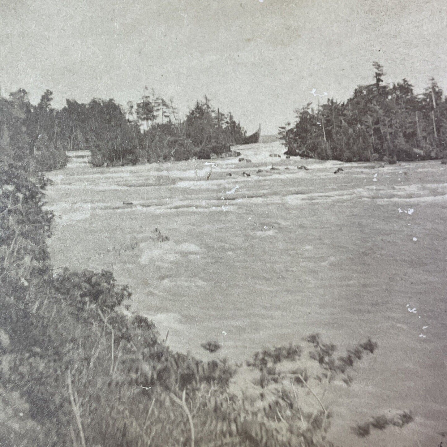 Niagara Falls Upper River Rapids Stereoview Leander Baker c1870s Y2519