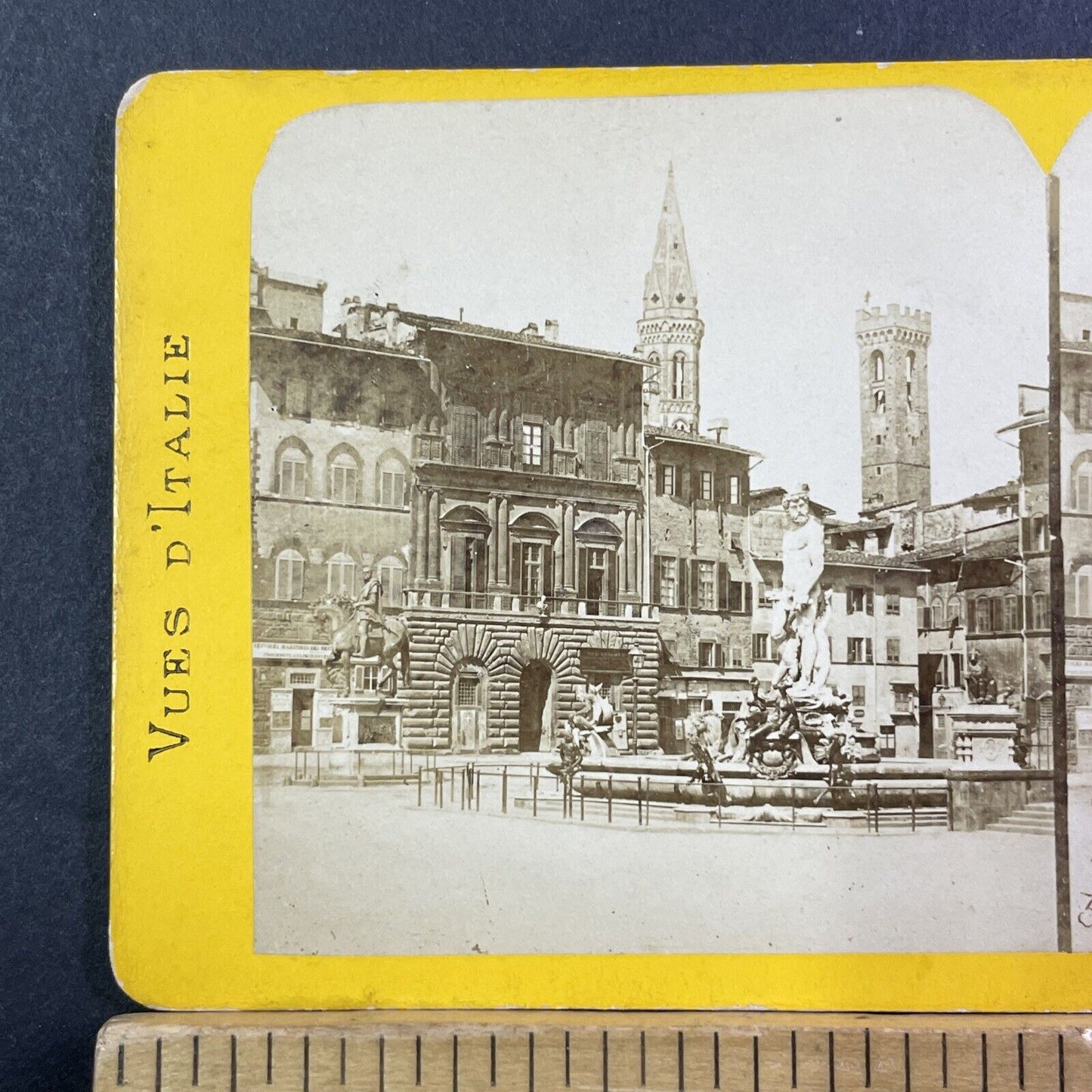 Palazzo Vecchio Florence Italy Stereoview Photo Card Antique c1875 X1359