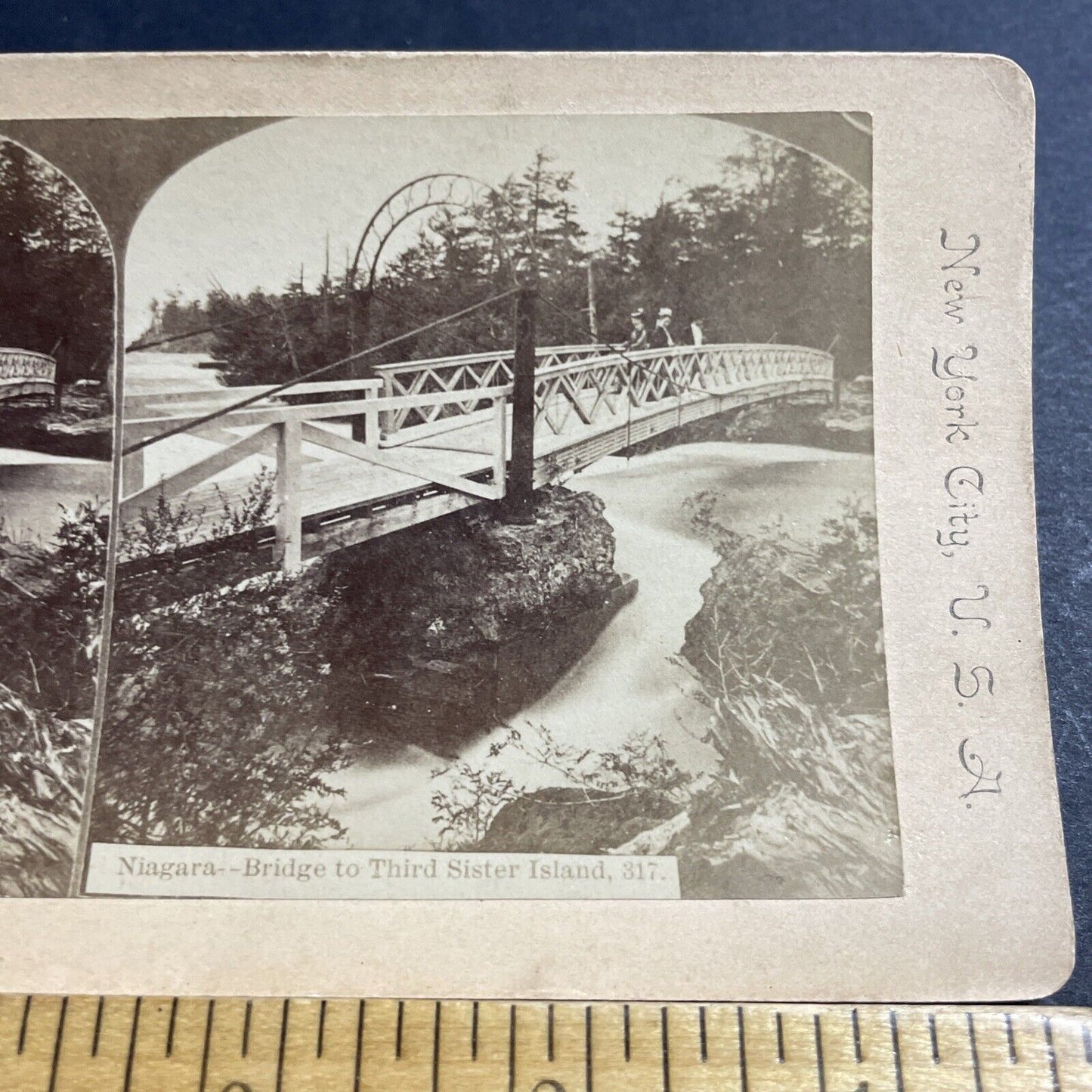 Antique 1880s Three Sisters Island Niagara Falls Stereoview Photo Card P5047