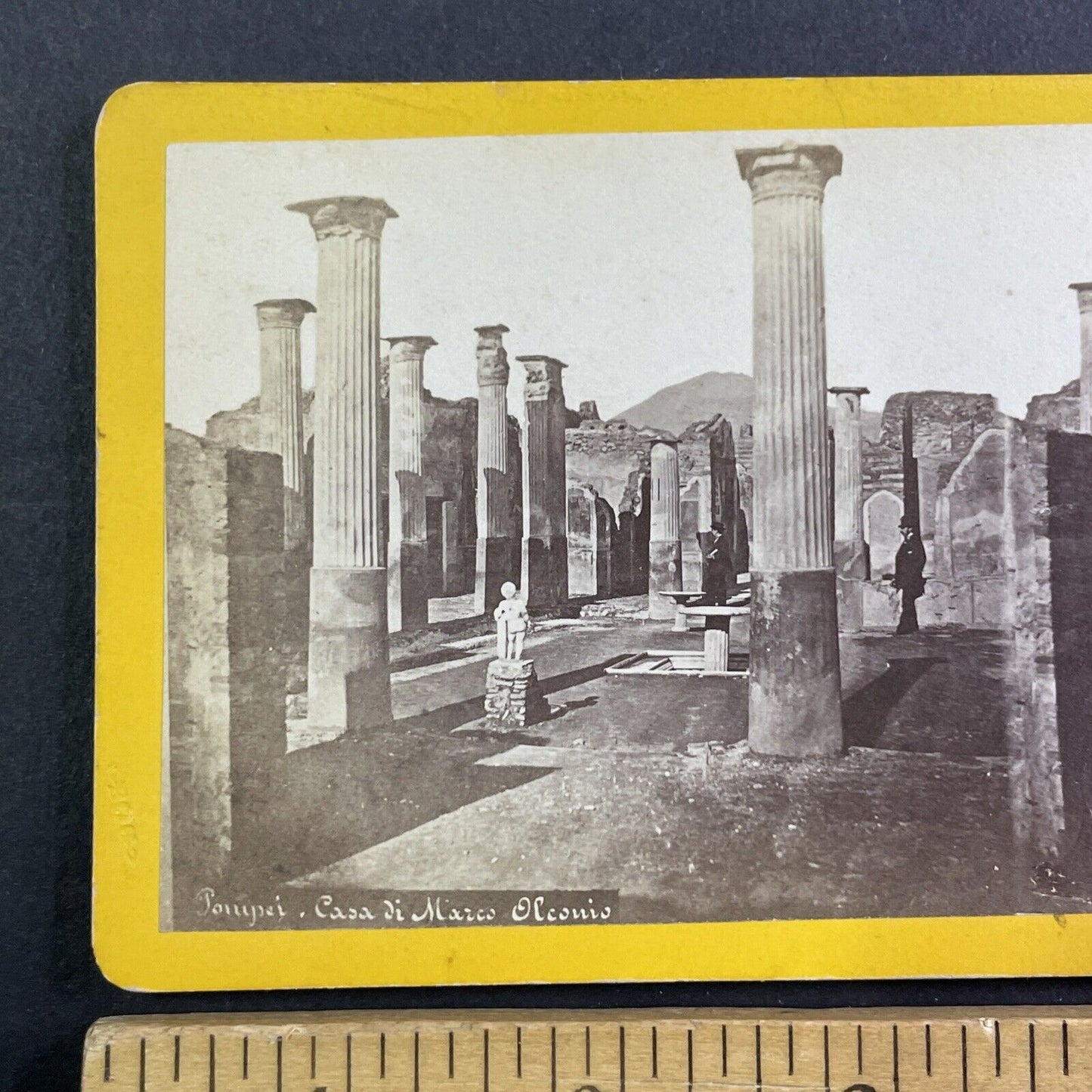 Pompeii Italy Pillars Stereoview att. M. Amodio Salt Print Antique c1860s Y110