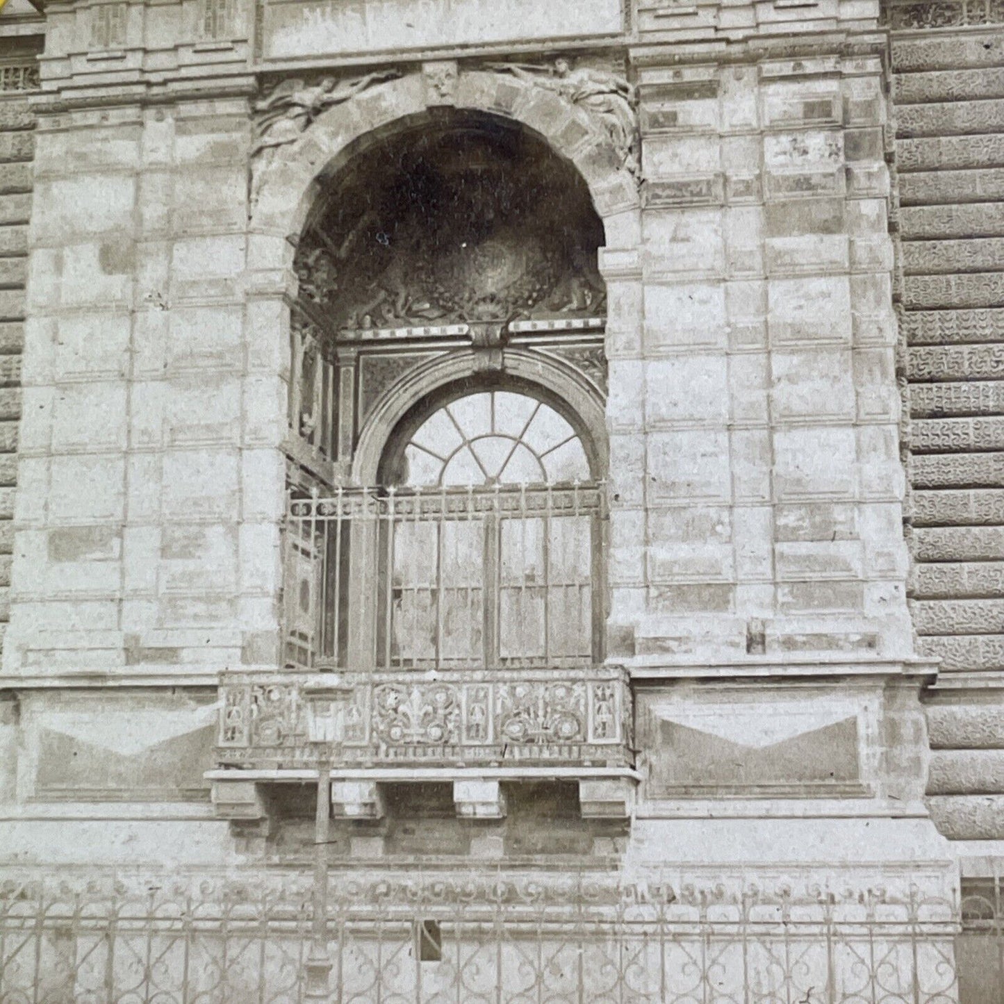 Balcony of Charles IX Stereoview Louvre Palace Paris France Antique c1870s X4166