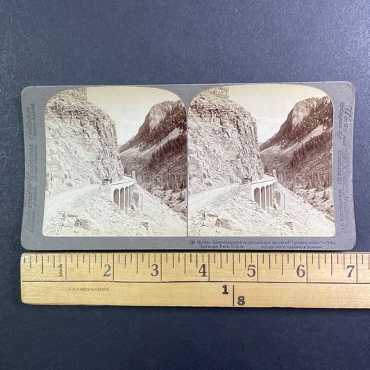 Golden Gate Yellowstone Park Entrance Stereoview Antique c1904 Y994