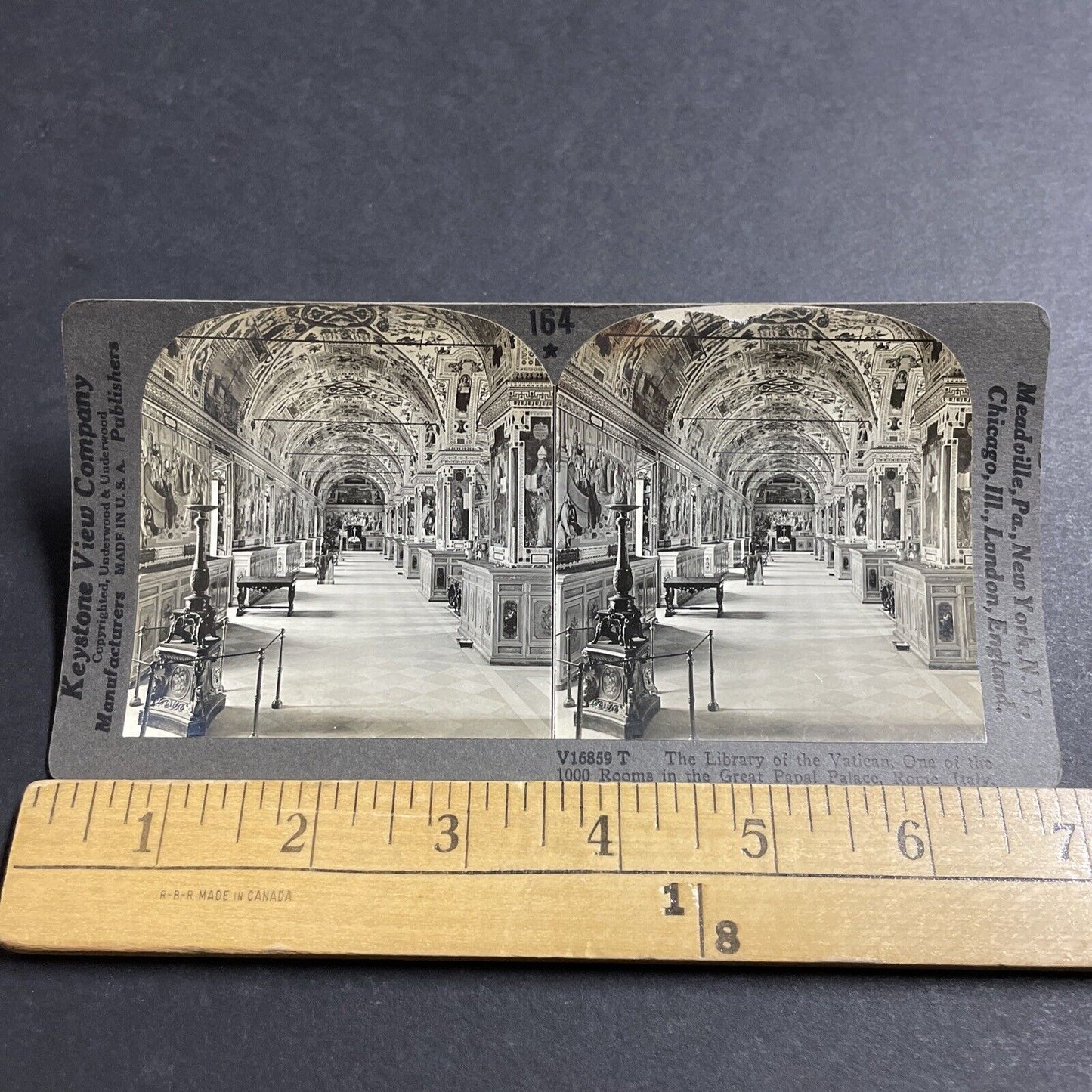 Antique 1910s The Great Vatican Library In Rome Italy Stereoview Photo Card 5174