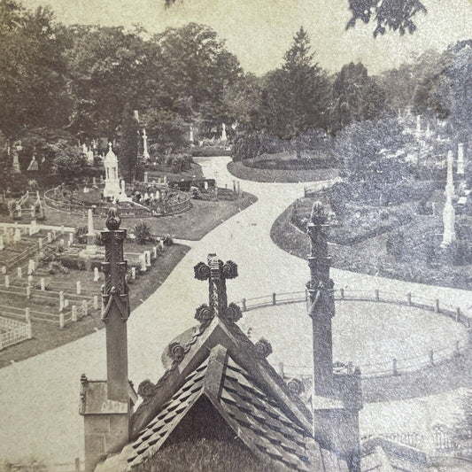 Antique 1880s Greenwood Green-Wood Cemetery Brooklyn Stereoview Photo Card P1557