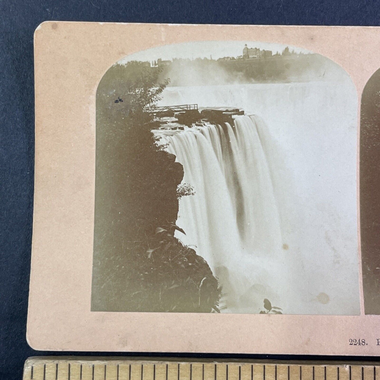 Where Terrapin Tower was Dynamited Stereoview Niagara Falls Antique c1891 Y2138