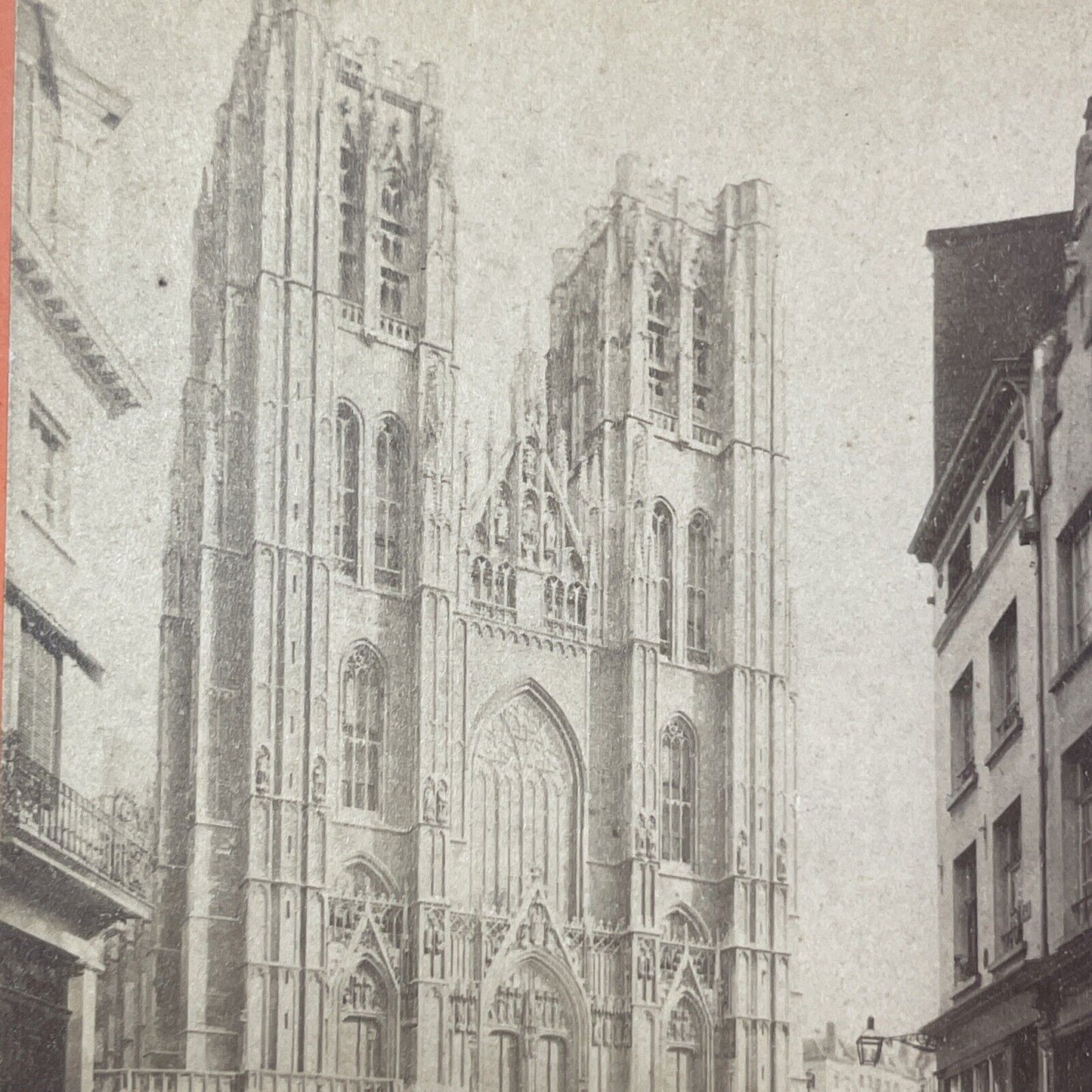 St. Gudule Cathedral Church Stereoview Brussels  Belgium Antique c1870s X2727