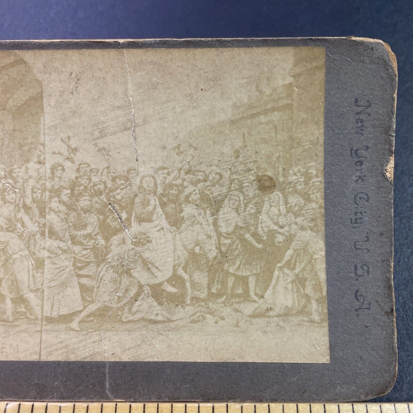 Antique 1870s Jesus Enters Jerusalem Stereoview Photo Card P3418