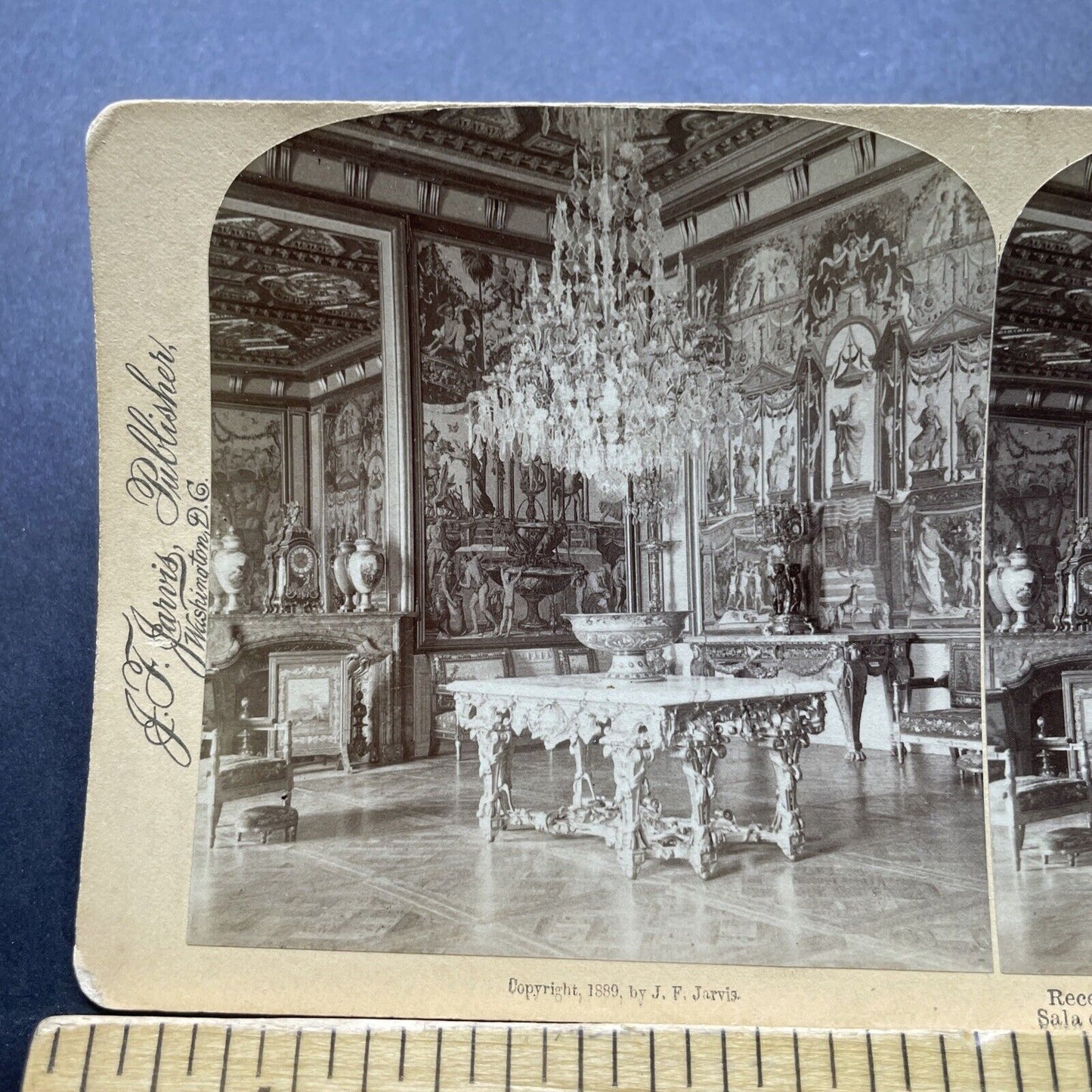 Antique 1889 Reception Room Fontainebleau France Stereoview Photo Card P2394