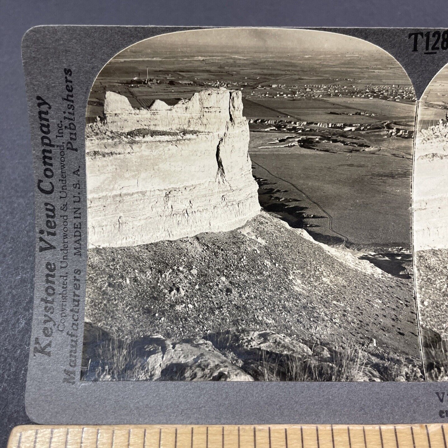 Antique 1910s Scott's Bluff Platte River Nebraska Stereoview Photo Card V2186