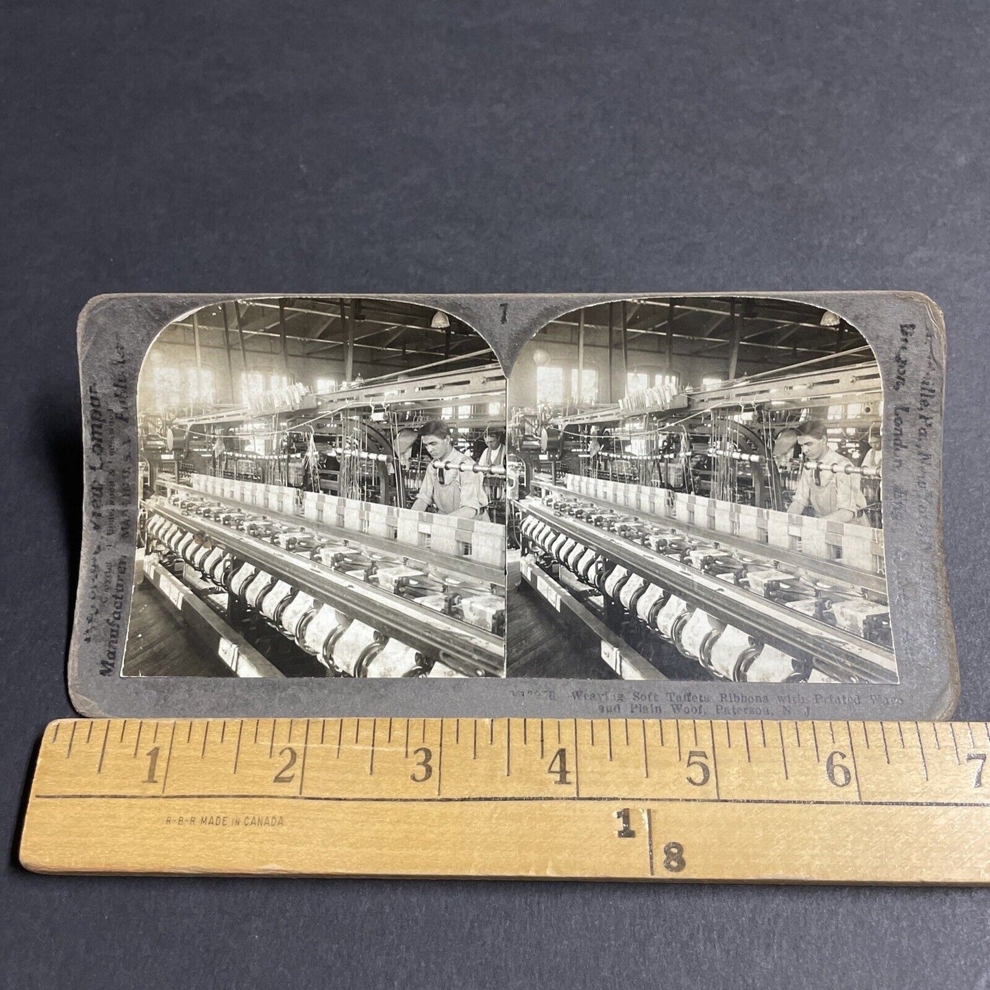 Antique 1920s Fabric Ribbon Factory Paterson NJ Stereoview Photo Card P4278