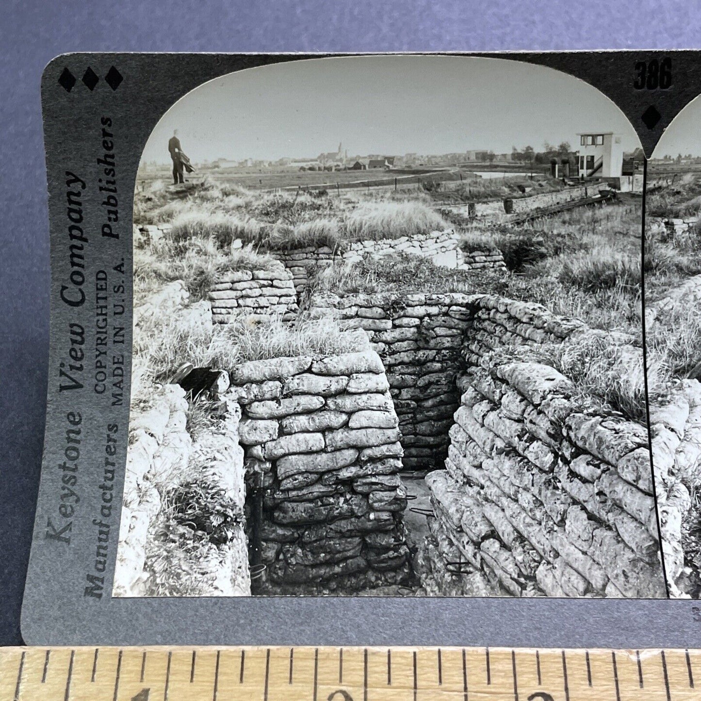 Antique 1920s The Trench Of Death Ypres Belgium Stereoview Photo Card V2932