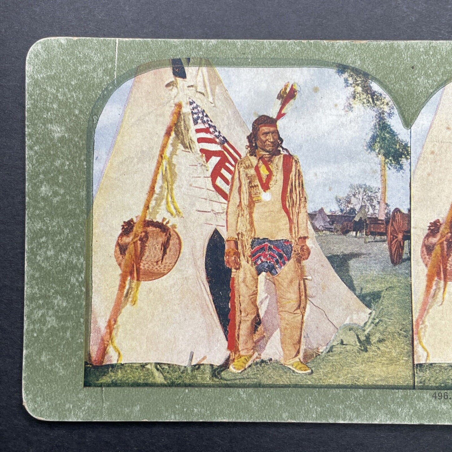 Antique 1899 Gray Eagle Native Sioux Chief Stereoview Photo Card P580-058