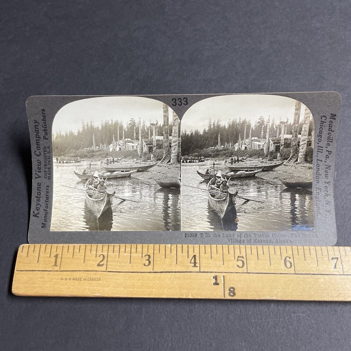 Antique 1910s Native Trading Village Kasaan Alaska Stereoview Photo Card P3195