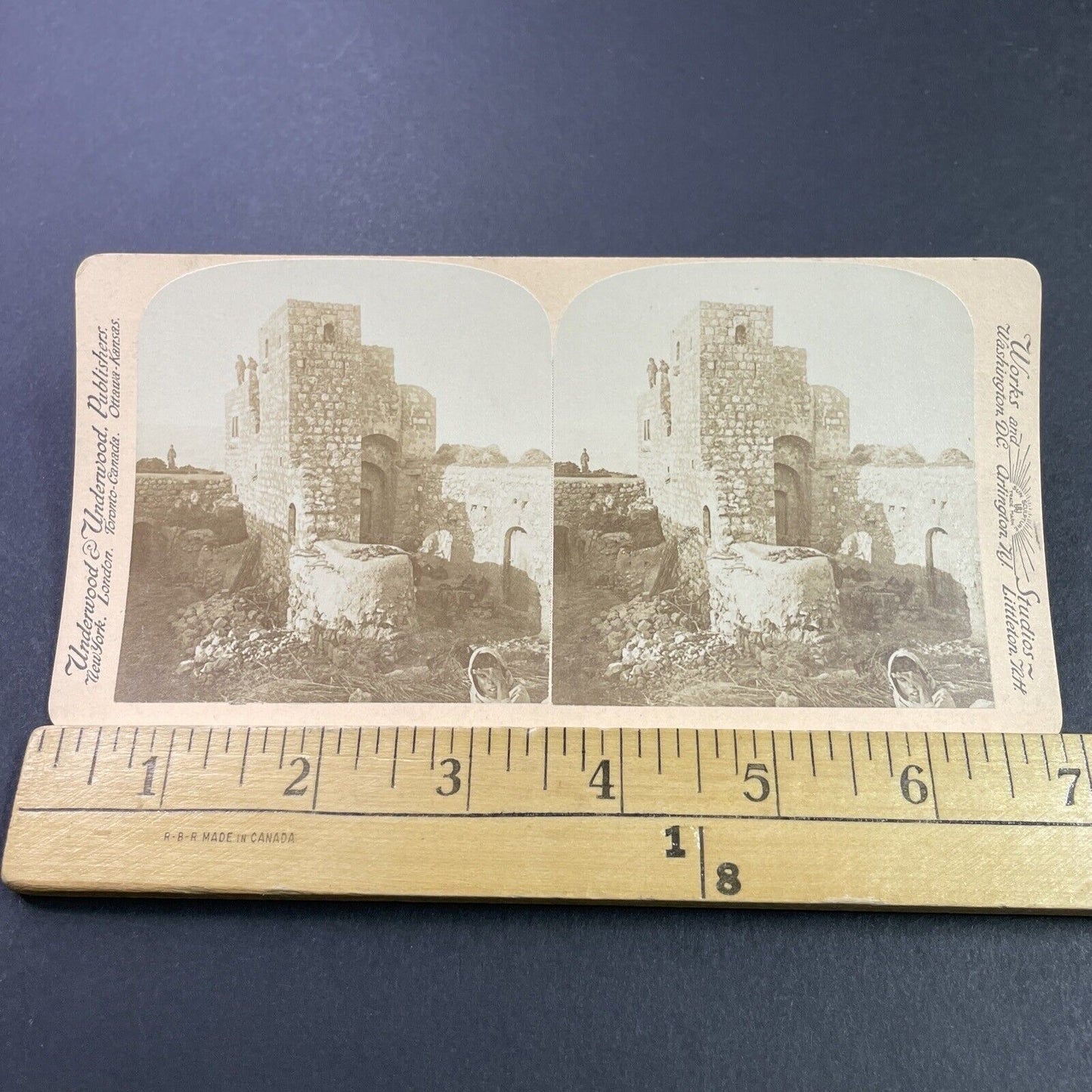 Antique 1890s Tower Of Zir'in Tel Jezreel Israel Stereoview Photo Card P3820