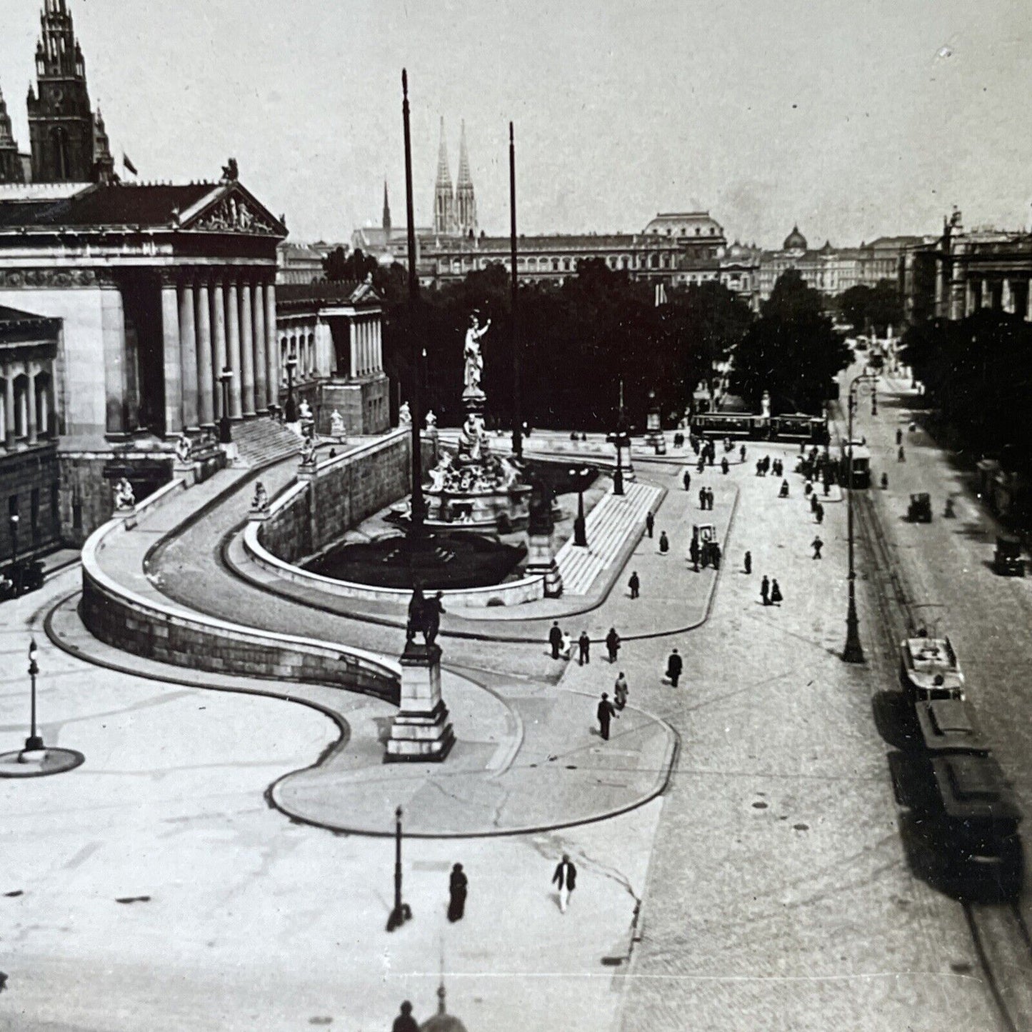 Antique 1910s City Center Vienna Austria Stereoview Photo Card P2734