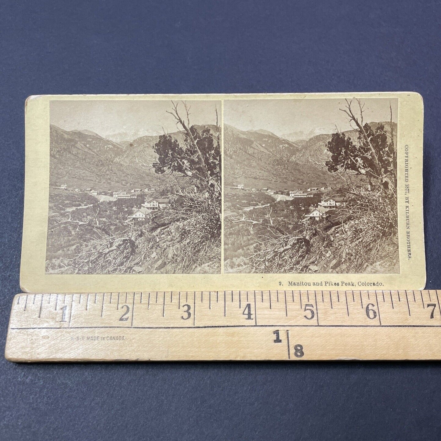 Antique 1877 Manitou & Pike's Peak Colorado Stereoview Photo Card V2123