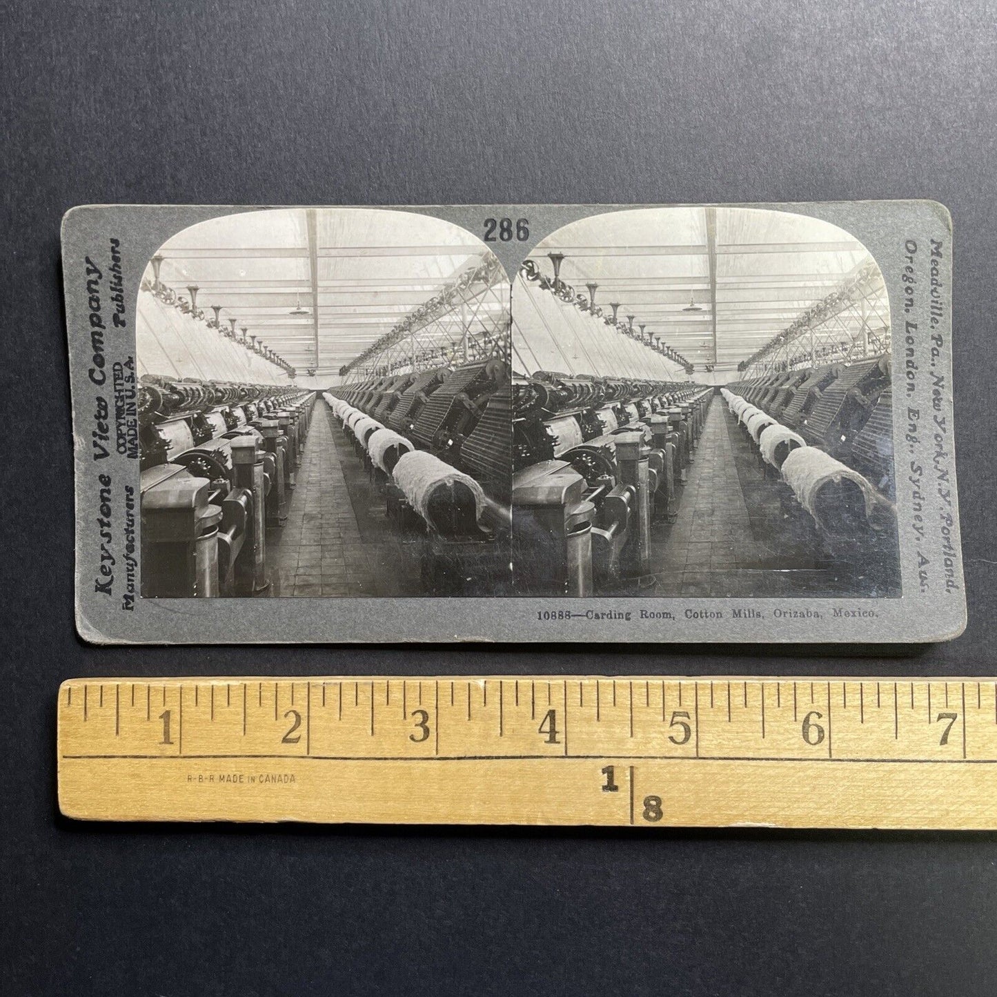 Antique 1913 Cotton Mill Factory Orizaba Mexico Stereoview Photo Card P1664