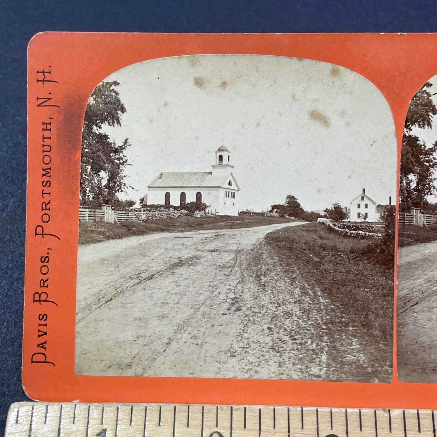 Antique 1863 First Congregational Church Eliot Maine Stereoview Photo Card V2146