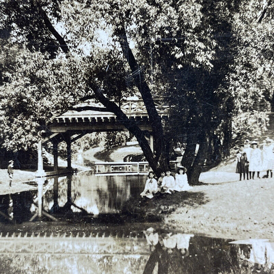 Antique 1906 Lincoln Park Chicago Illinois Stereoview Photo Card V3586