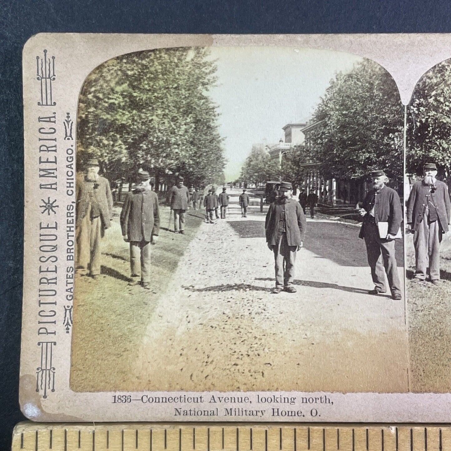 Union Civil War Veterans in Uniform Stereoview Dayton Ohio c1884 X3850