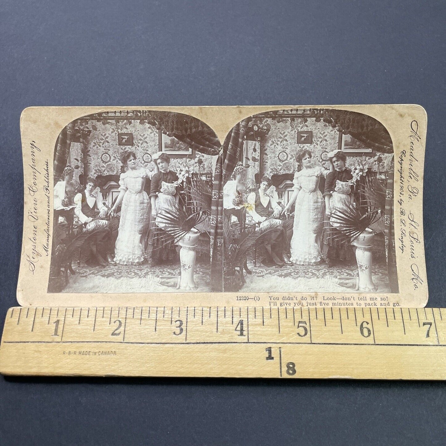 Antique 1903 Woman Scolds Husbands Mistress Stereoview Photo Card P2685