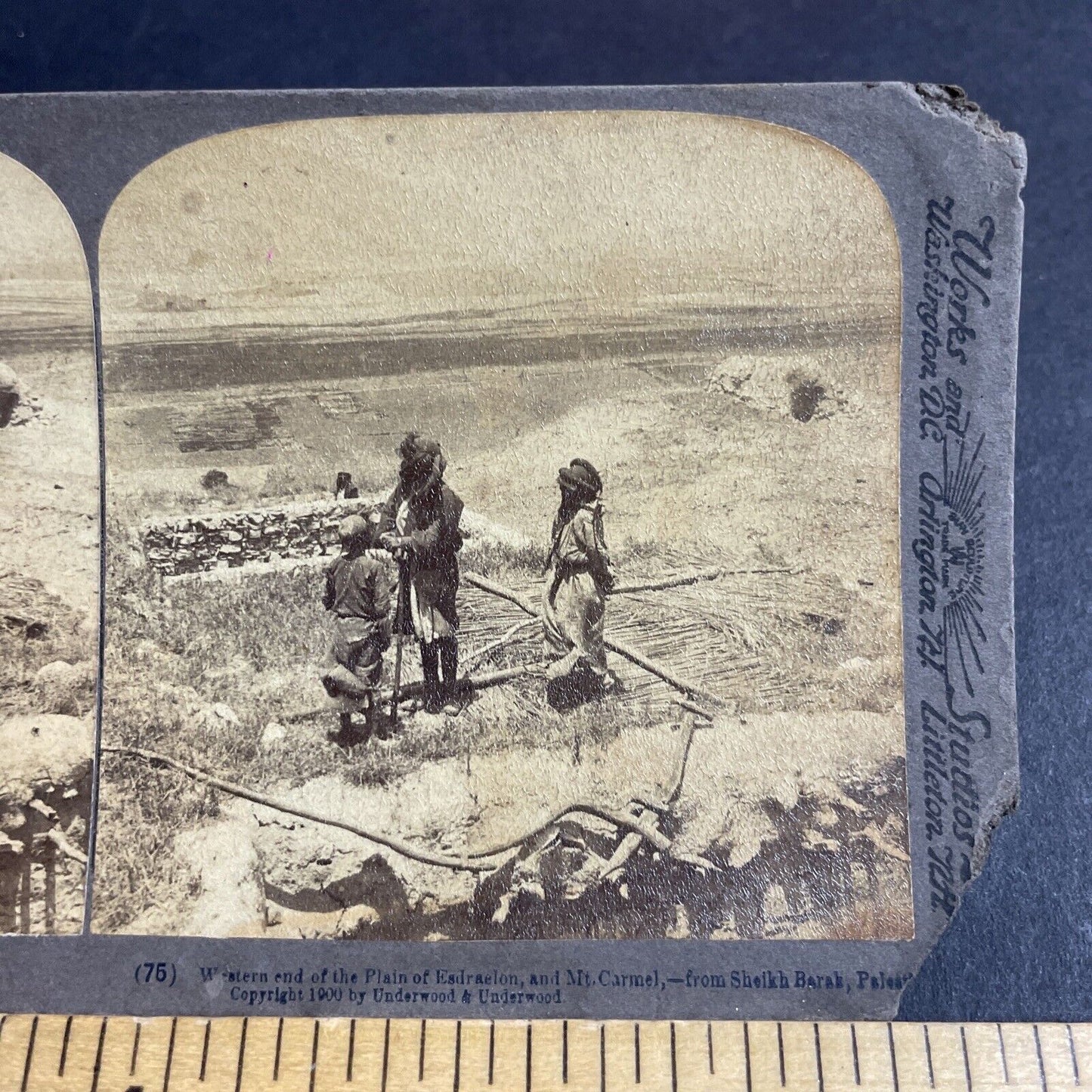 Antique 1900 Desert Nomads Build A Tent Israel Stereoview Photo Card P4239