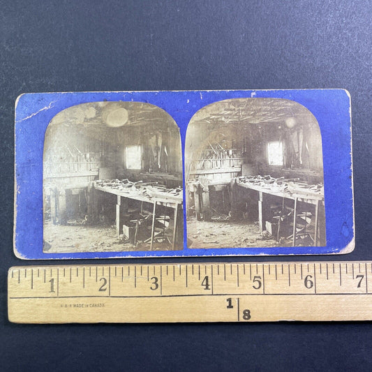 Victorian Woodworking Shop Stereoview att. Jean Andrieu Antique c1870s X4052