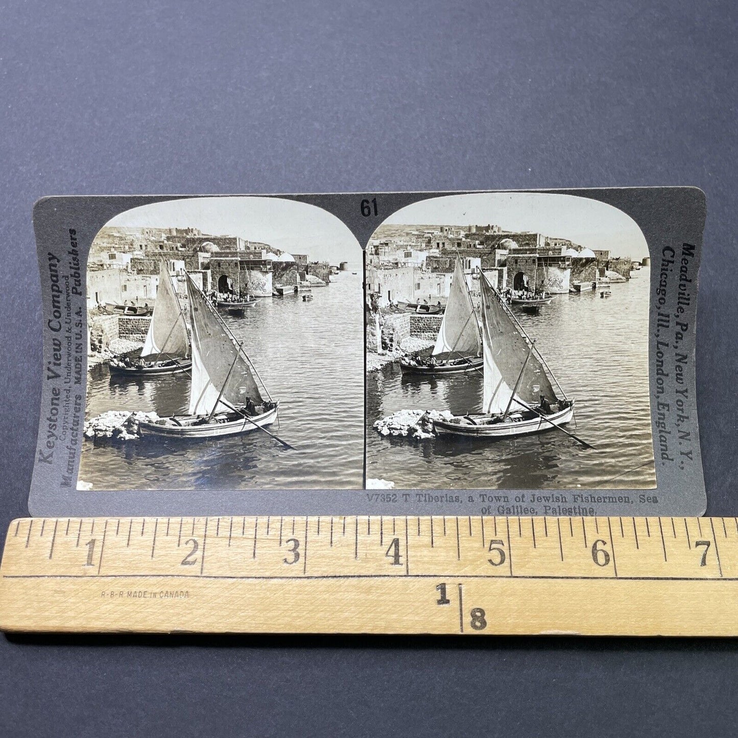 Antique 1910s Jewish Fisherman Sea Of Galilee Stereoview Photo Card P2741