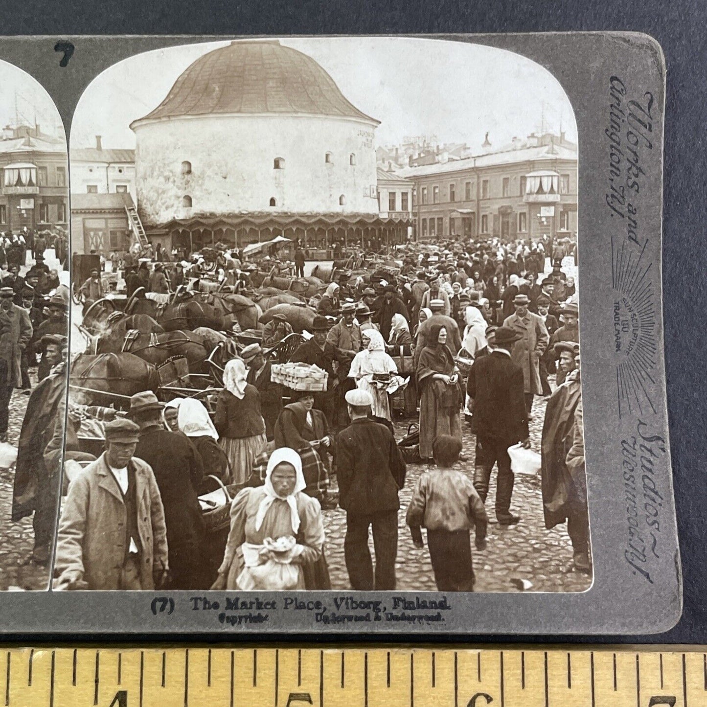 Open Fish Market in Viborg Finland Stereoview Underwood Antique c1903 X4189