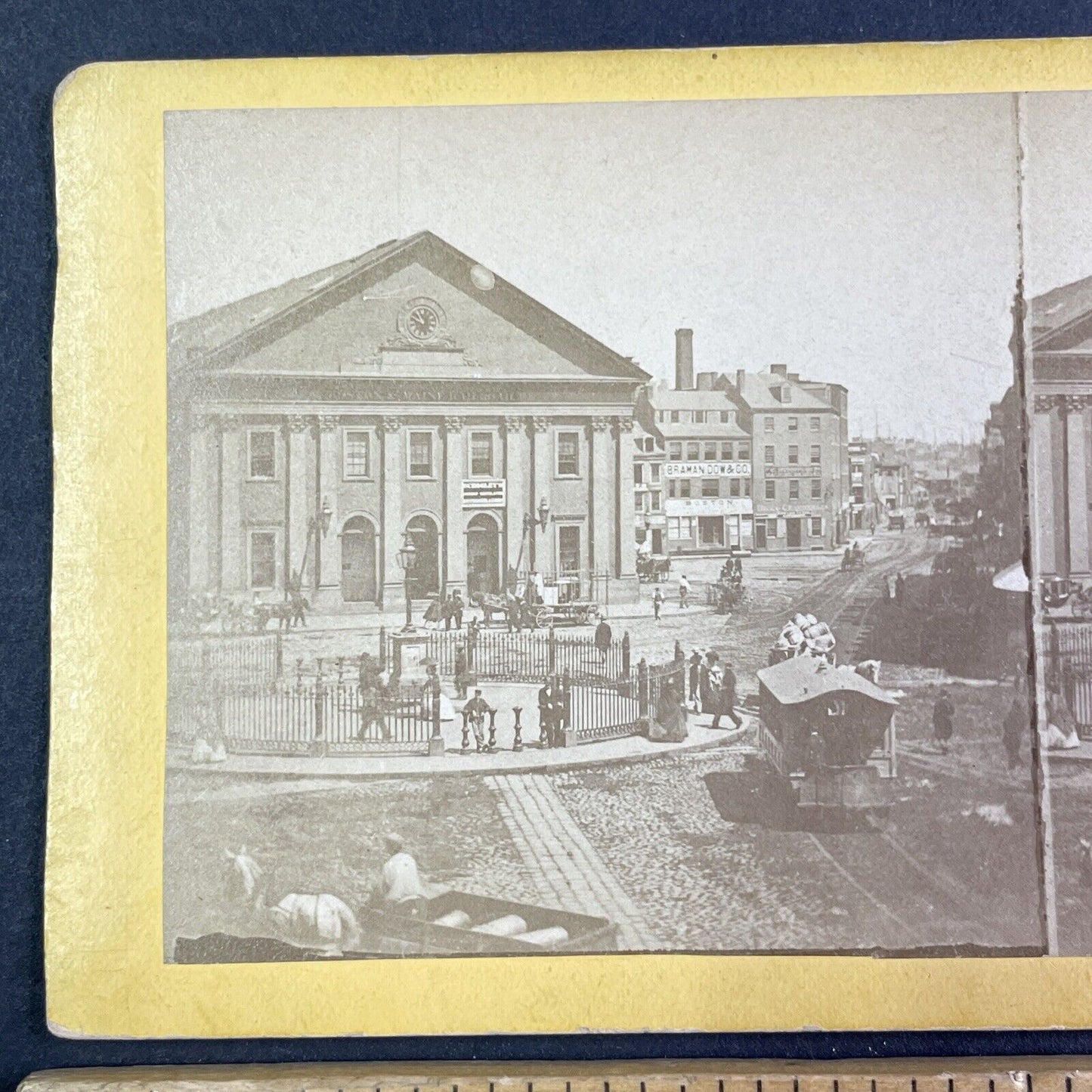 Haymarket Town Square Boston Massachusetts Stereoview Antique c1863 X1926