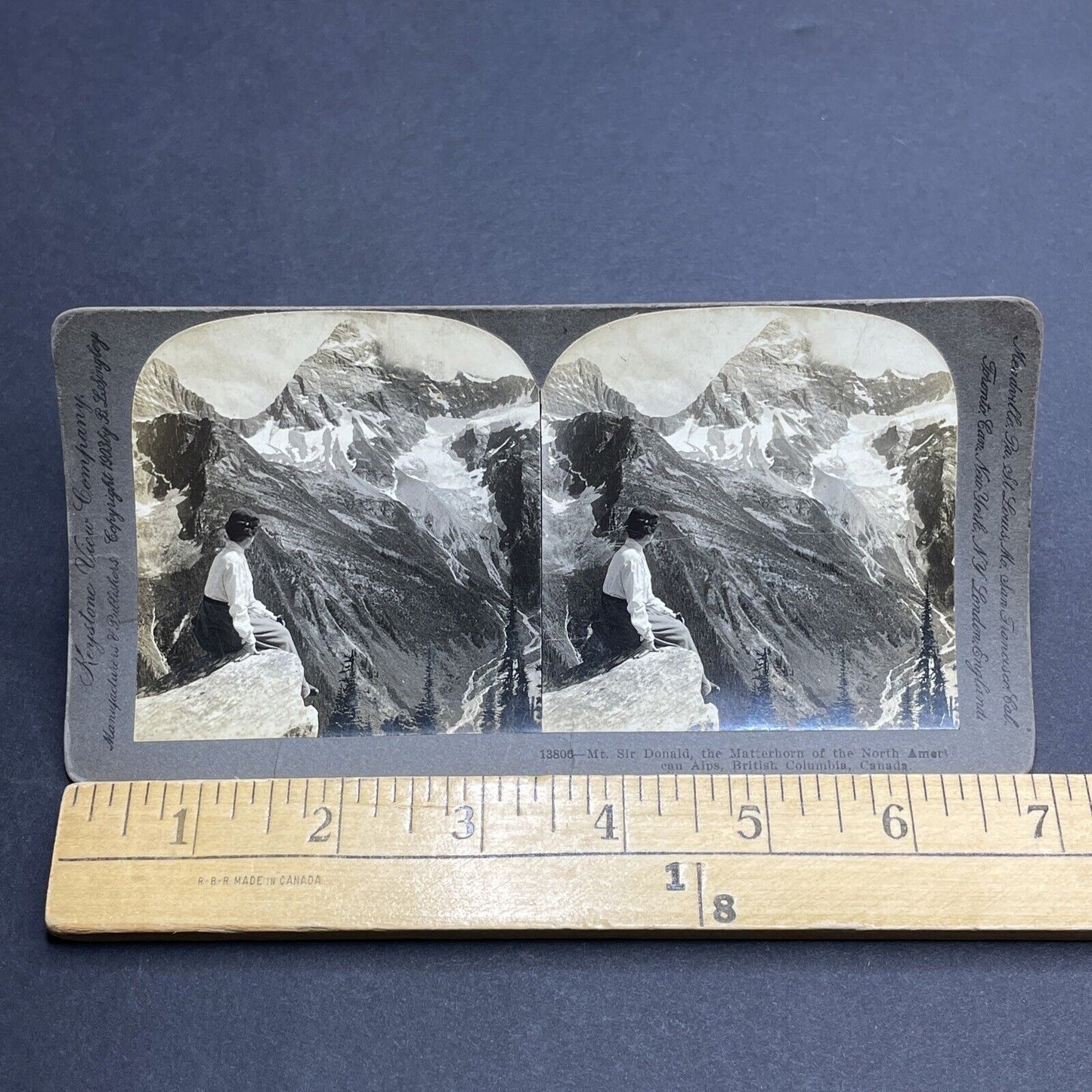 Antique 1903 Woman Tempts Fate Rocky Mountains BC Stereoview Photo Card P1980