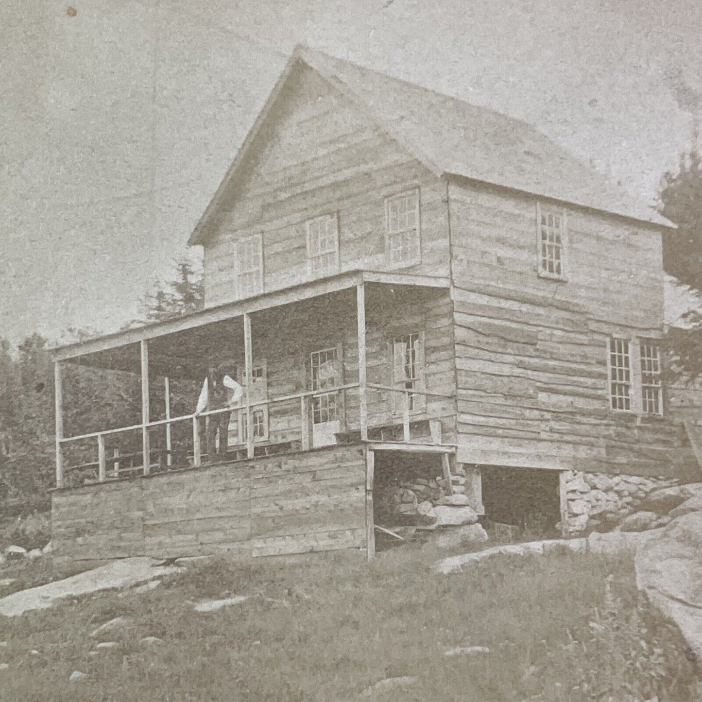 Hermit House Warner NH Mountains Stereoview MC Harriman Antique c1875 X1212