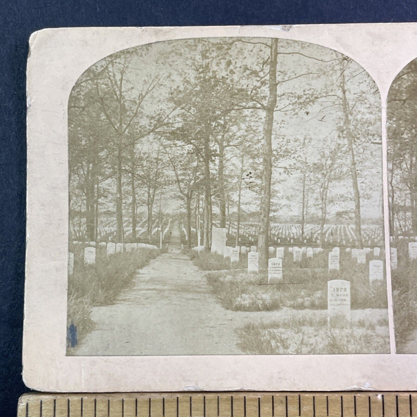 Civil War Graves Stereoview Arlington Virginia BW Kilburn Antique c1895 X1325