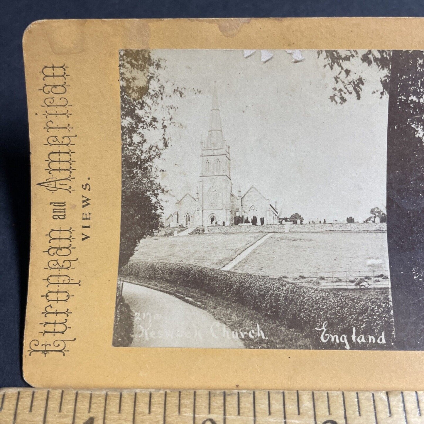 Antique 1870s Keswick St. John Church Cathedral UK Stereoview Photo Card P4604