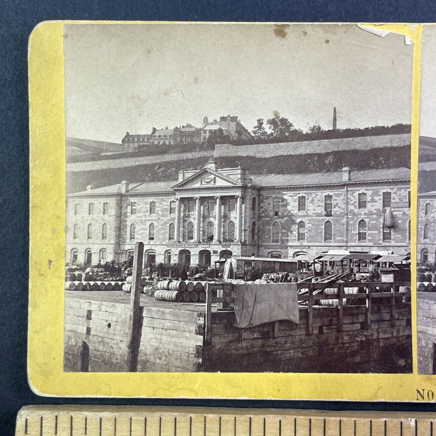 Champlain Market Quebec City Canada Stereoview Antique c1870s Y1741