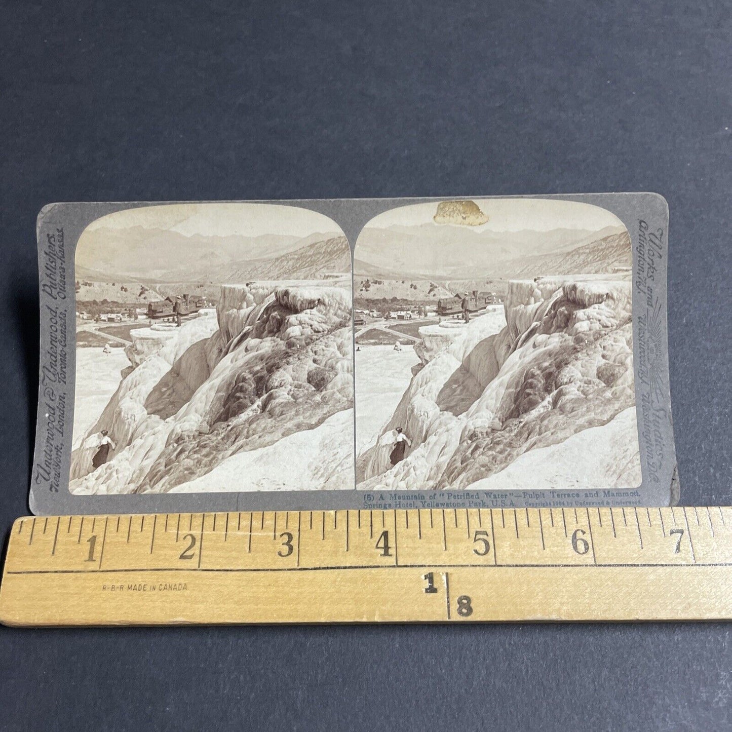 Antique 1904 Mammoth Hot Springs Yellowstone Park Stereoview Photo Card P4868