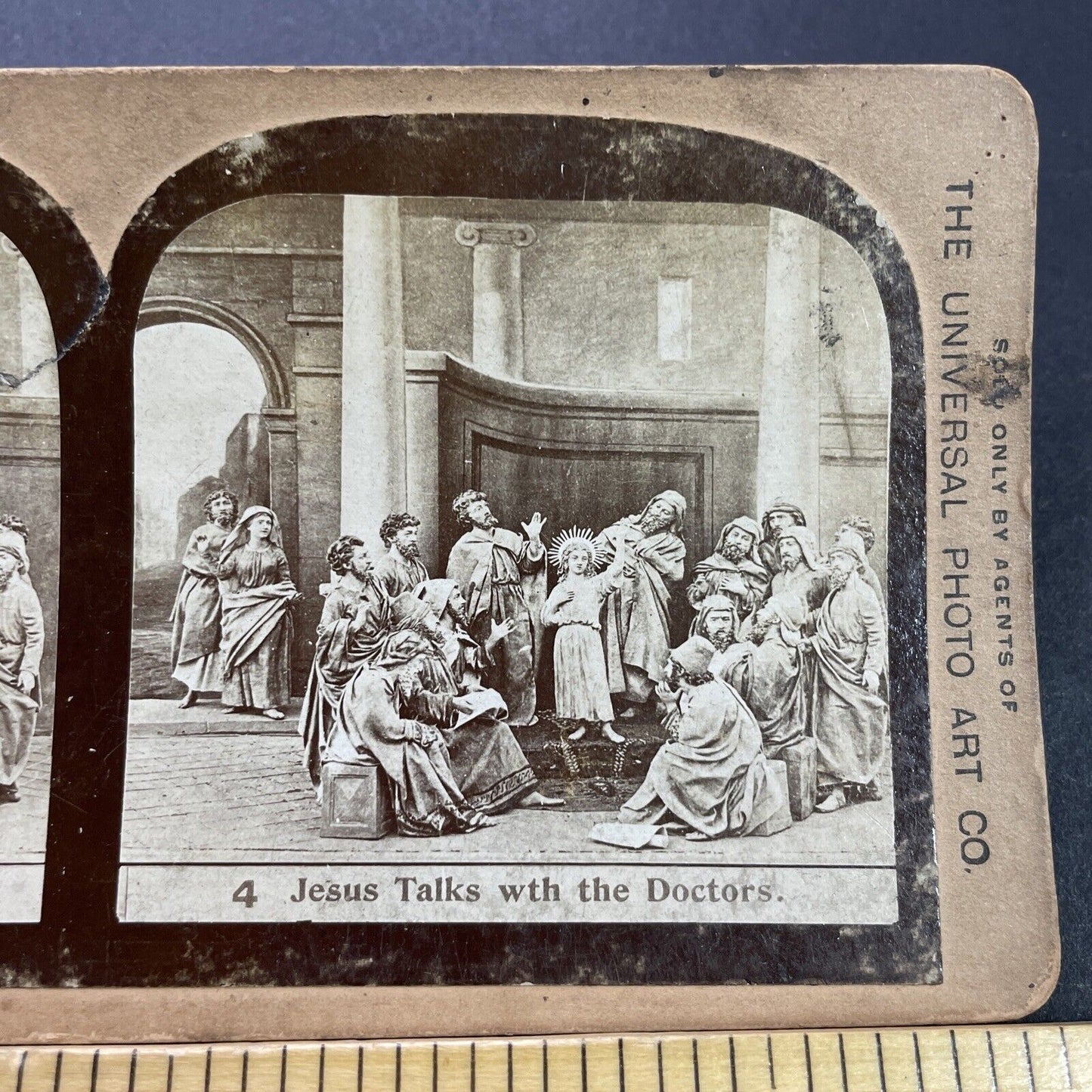 Antique 1880s Jesus Talking With The Doctors Stereoview Photo Card P3506