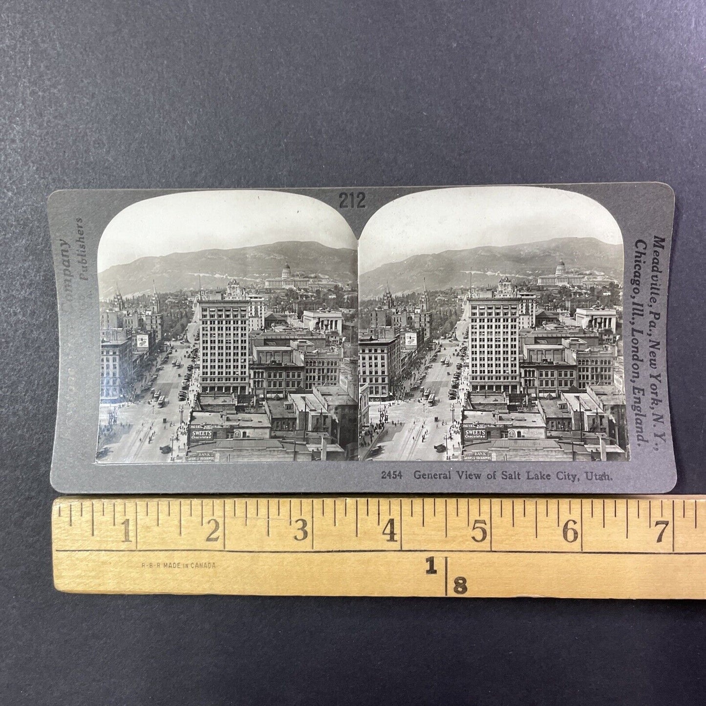 Salt Lake City Utah Aerial View Stereoview Antique c1920s Y987