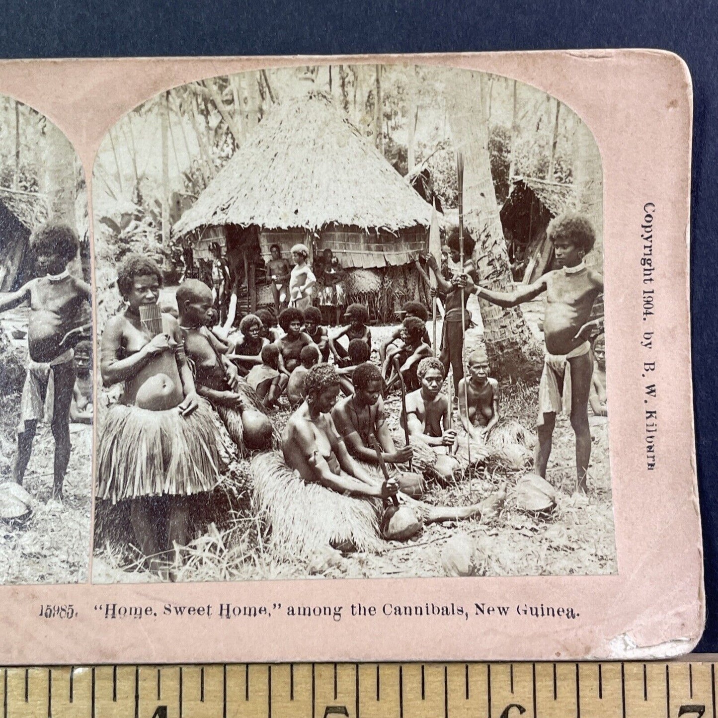 Cannibal Tribe Discovered In Papua New Guinea Stereoview Photo Antique 1904 X835