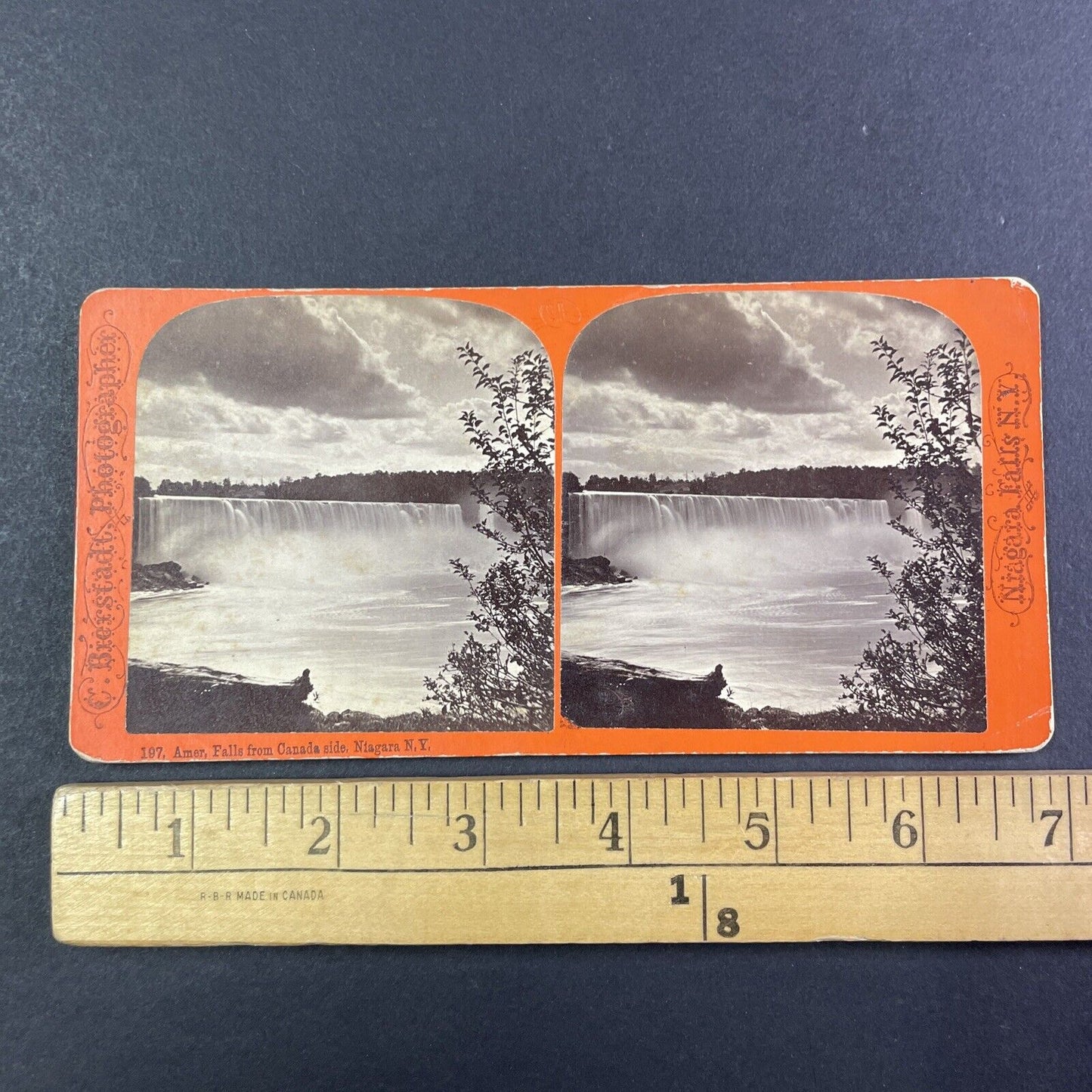 Niagara Falls Heavy Water Flow Stereoview Charles Bierstadt c1870s Y1845