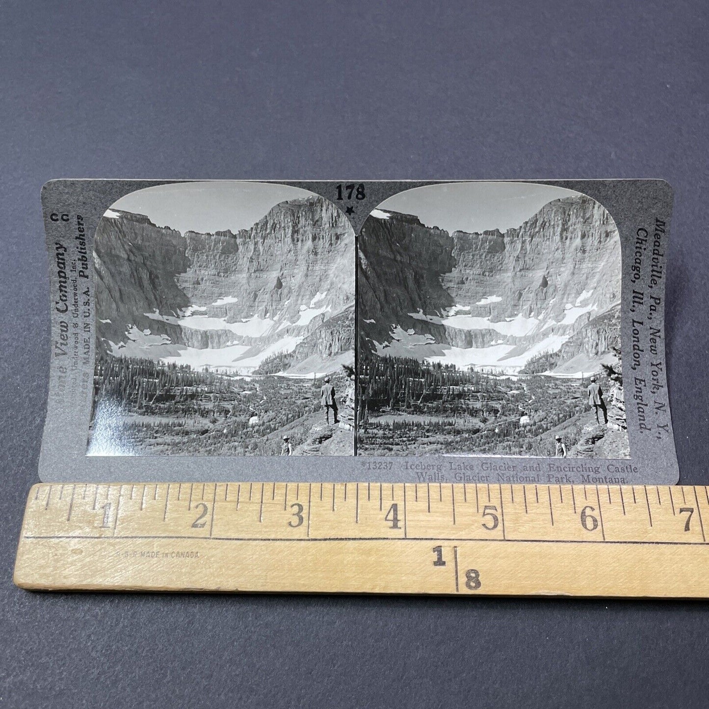 Antique 1910s Iceberg Lake Glacier In Montana Stereoview Photo Card V2168