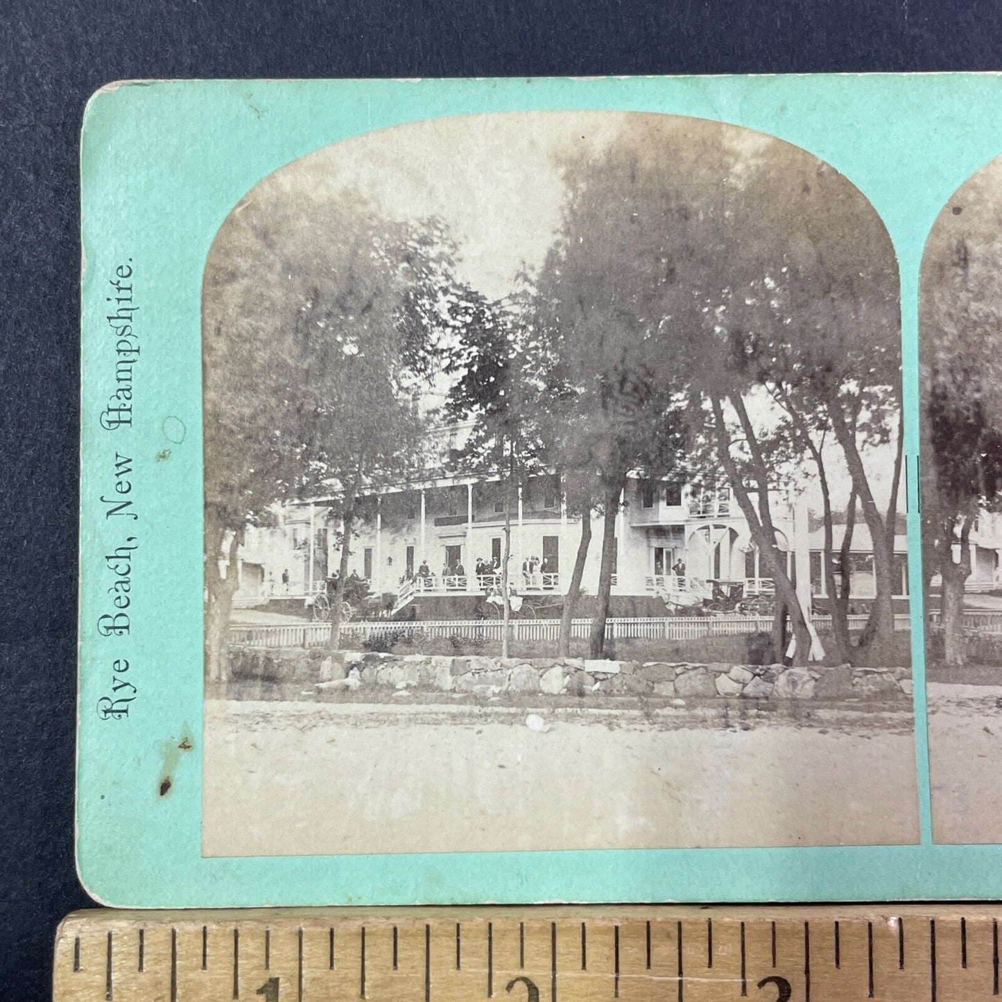 Farragut House Hotel Rye New Hampshire Stereoview Photo Card Antique 1868 X843