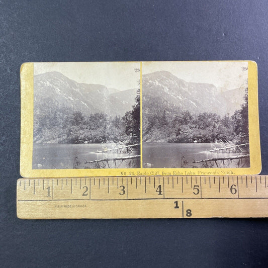 Echo Lake Franconia Notch Stereoview BW Kilburn Photo Card Antique c1870 X935