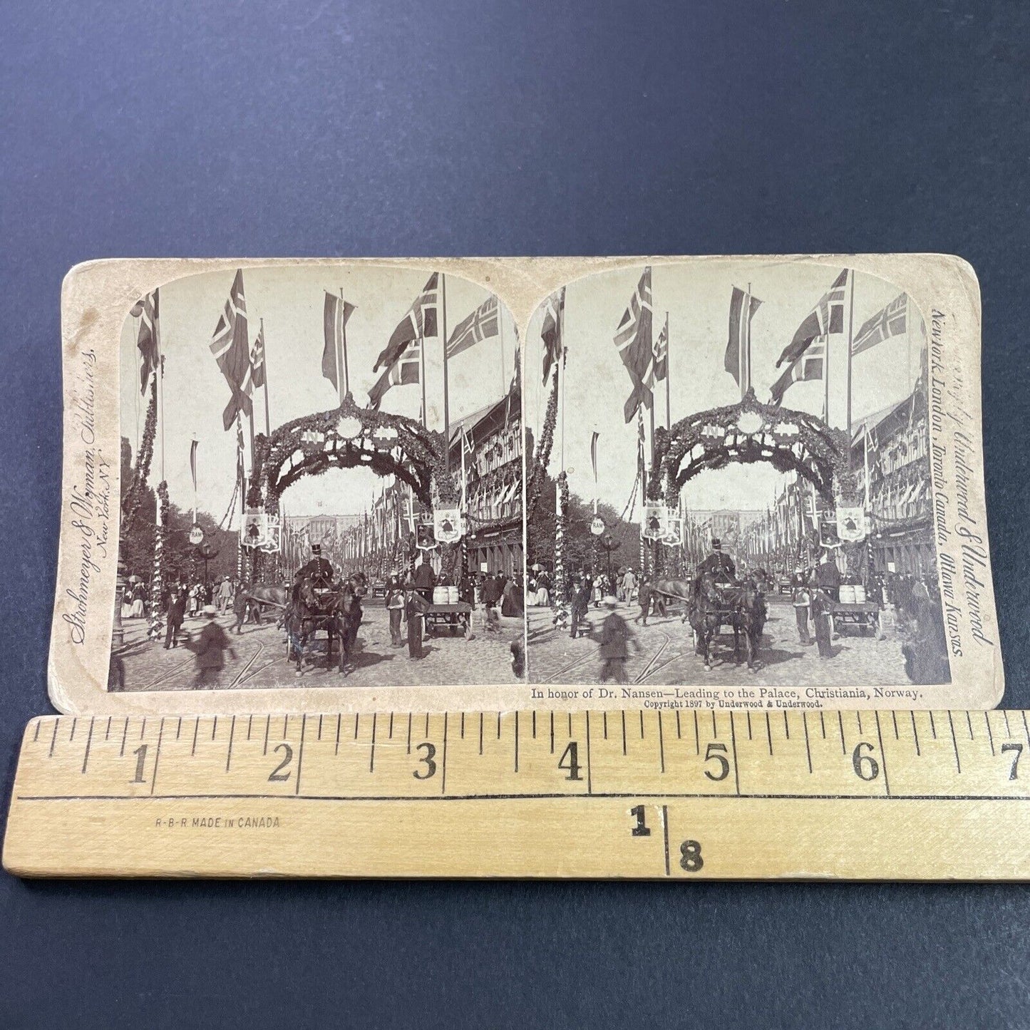 Antique 1897 Dr. Nansen Memorial Oslo Norway Stereoview Photo Card P3857