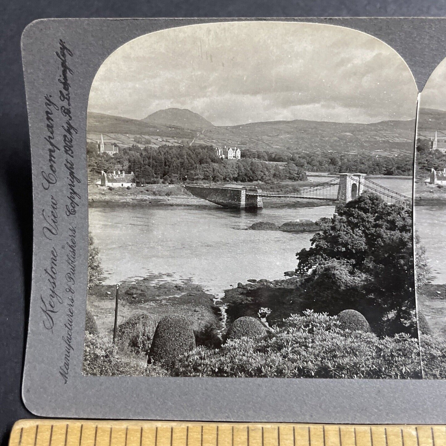 Antique 1902 Kenmare Suspension Bridge Ireland Stereoview Photo Card P5070